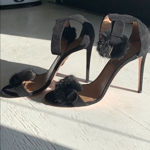 Aquazzura Suede & Mink Heels